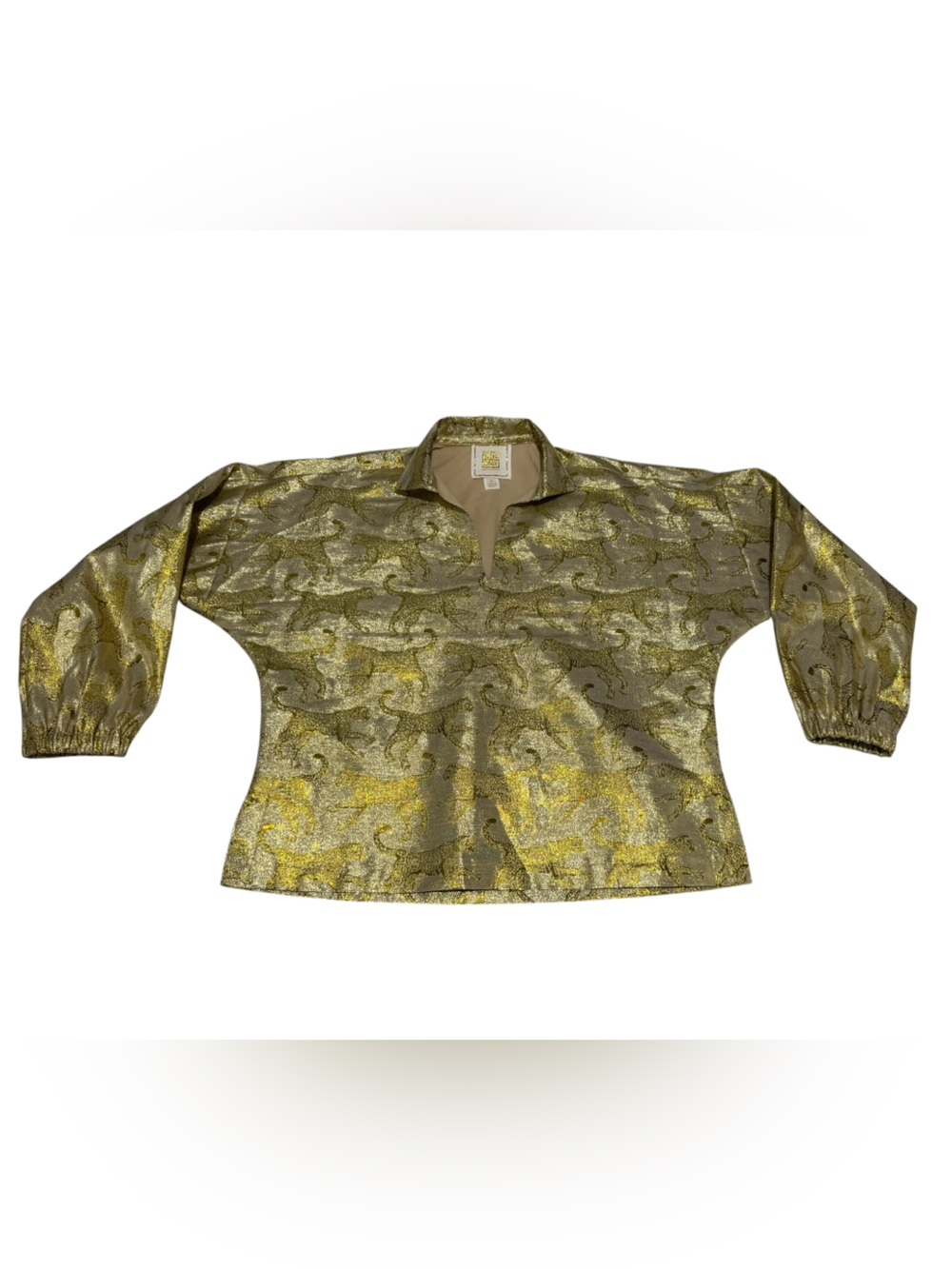 Emily McCarthy Gold POPPY POP-OVER - JAGUAR JACQUARD Size Small - Picture 5 of 10
